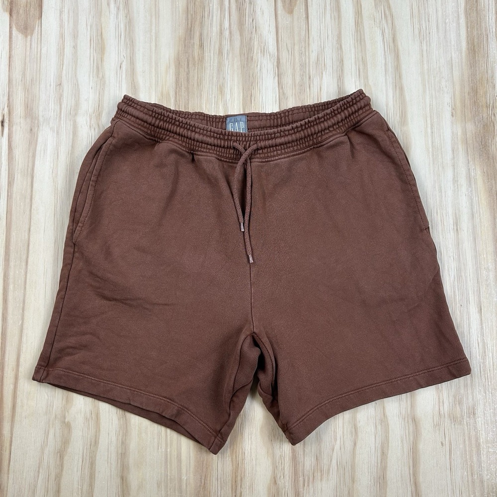 Gap Men's Chocolate Brown Sweat Shorts Small Cotton Drawstring Casual
